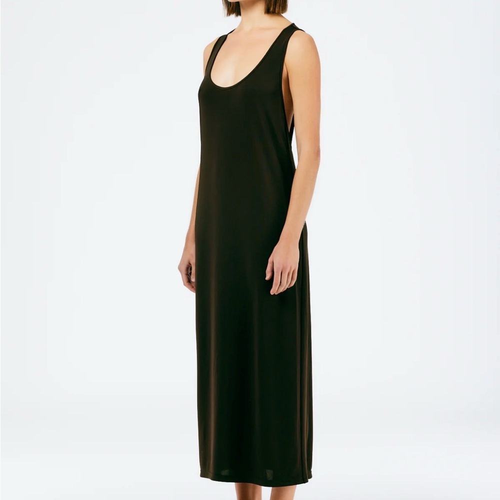 Tibi Harlow Jersey Tank Dress Brown Midi